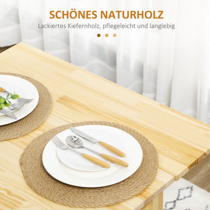 Folding wooden table for 2-4 people, natural finish, 120x80x75cm