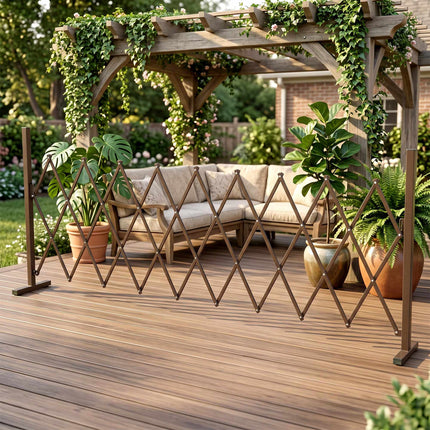 Expandable Garden Fence, Aluminum-Iron, Brown, 31-250cm