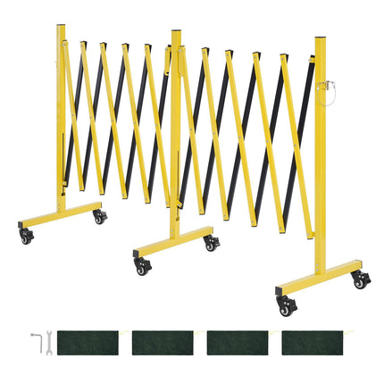 Expandable Safety Barricade, 18ft, Locking Casters