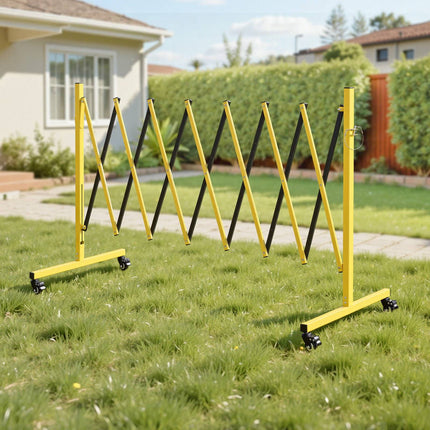 Expandable Safety Barrier 12 Ft, Locking Casters, Foldable