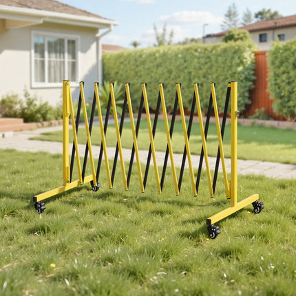 Expandable Safety Barrier Gate, 13 ft, Locking Casters
