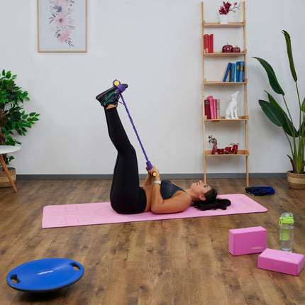 Expander exercise band with pedals
