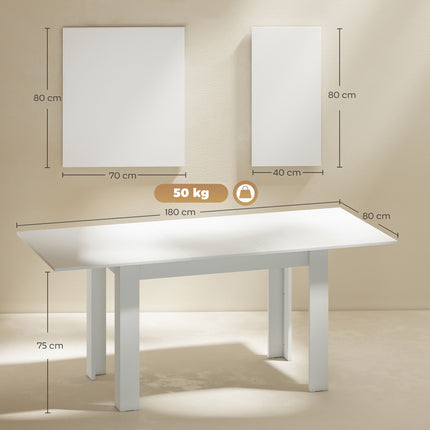 Extendable Dining Table, 140-180 x 80 cm, White