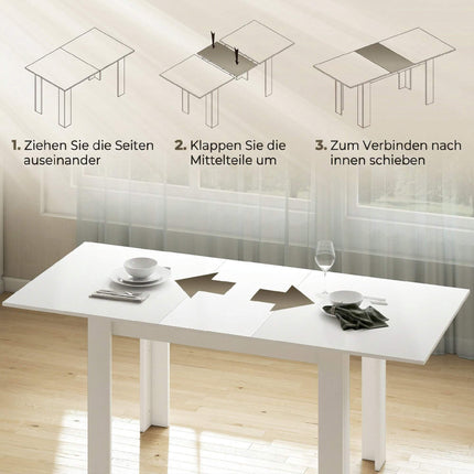 Extendable Dining Table, 140-180 x 80 cm, White