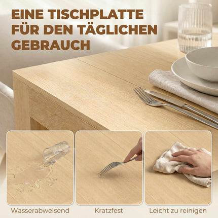 Extendable Dining Table, 48–240 cm, Seats 10, Light Brown
