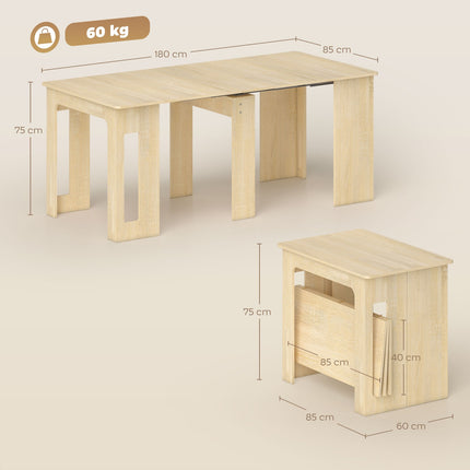 Extendable Dining Table, Chipboard, 60-180 x 85 x 75 cm, Natural
