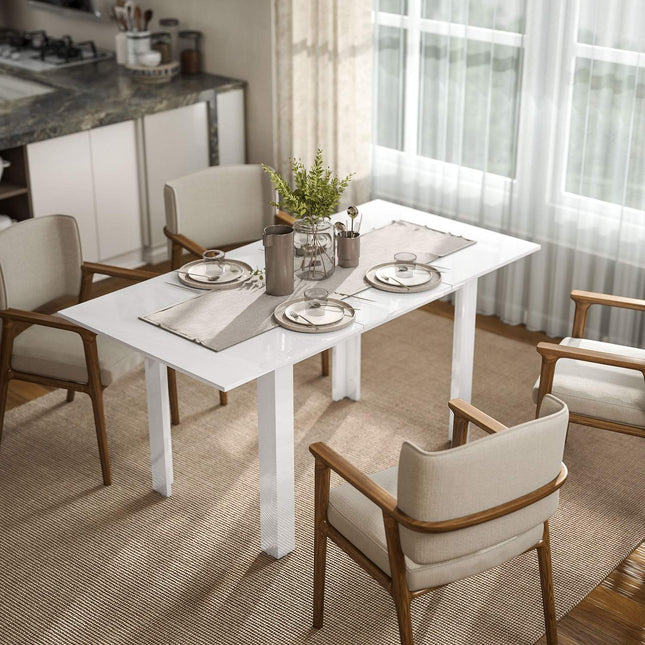 Extendable Dining Table, High Gloss, Seats 4-6, MDF