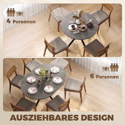 Extendable Dining Table, Industrial Style, Black MDF