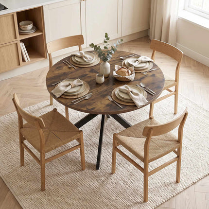 Extendable Dining Table for 4–6, Rustic Brown Industrial Design