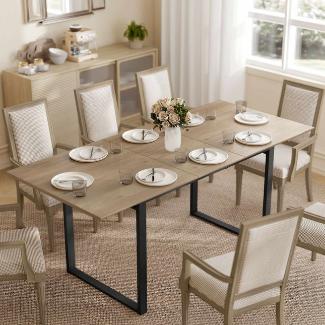 Extendable Dining Table for 6-8, 140-180 cm, Wood & Steel
