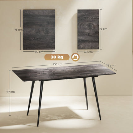 Extendable Dining Table for 6-8, Steel Legs, MDF Top