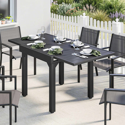 Extendable Outdoor Dining Table, 80-160 cm, Aluminum Top