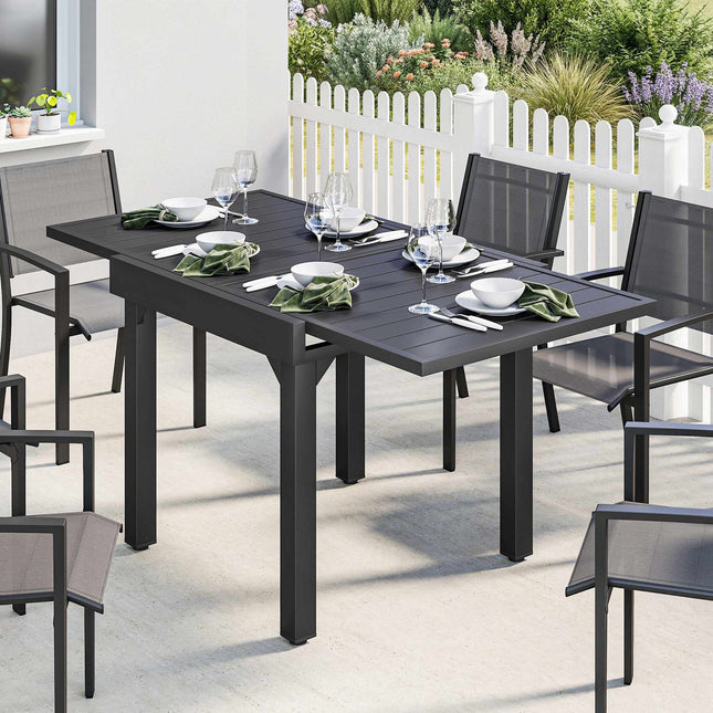 Extendable Outdoor Dining Table, 80-160 cm, Aluminum Top