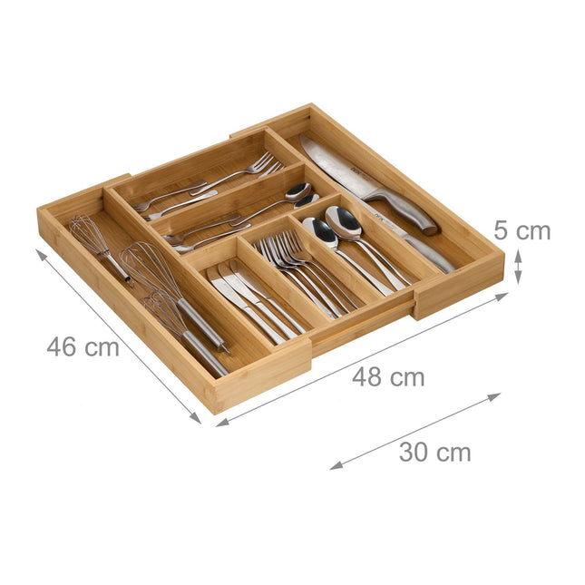 Extendable bamboo cutlery box size M