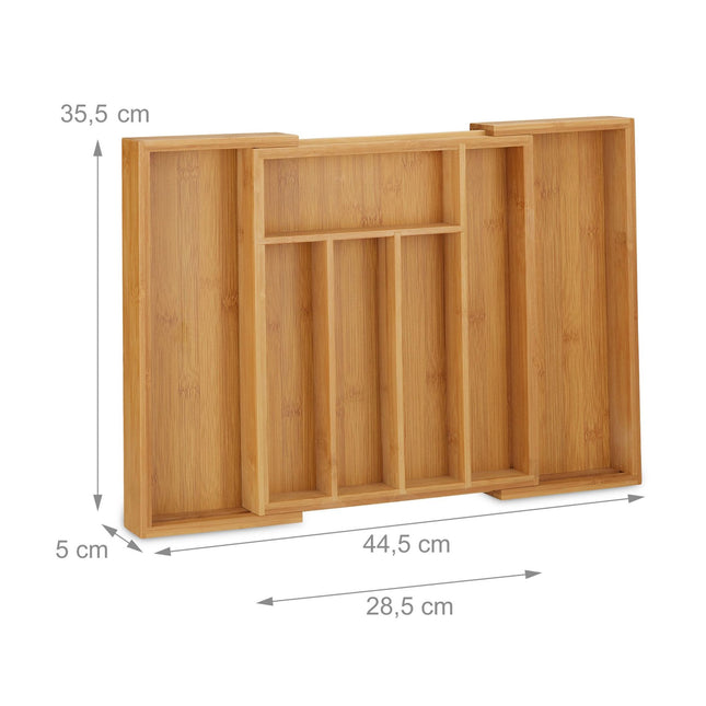 Extendable bamboo cutlery tray