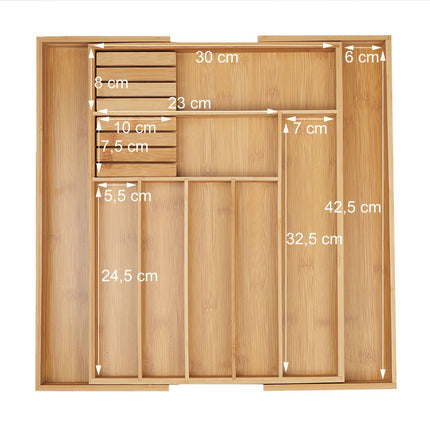 Extendable bamboo cutlery tray