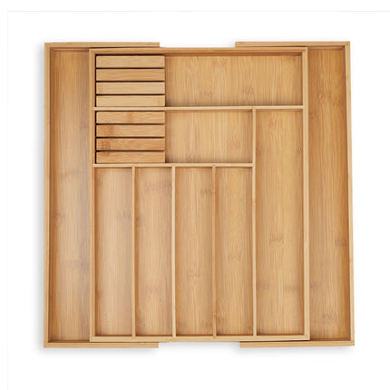 Extendable bamboo cutlery tray