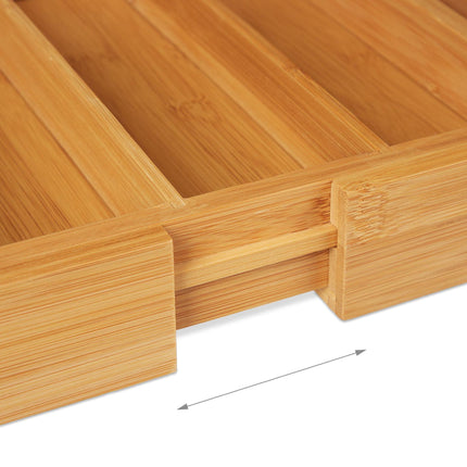 Extendable bamboo cutlery tray