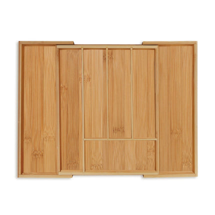 Extendable bamboo cutlery tray