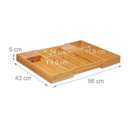 Extendable bamboo cutlery tray