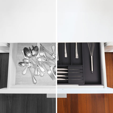 Extendable bamboo cutlery tray