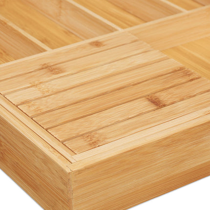 Extendable bamboo cutlery tray