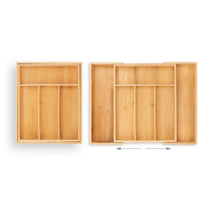 Extendable bamboo cutlery tray