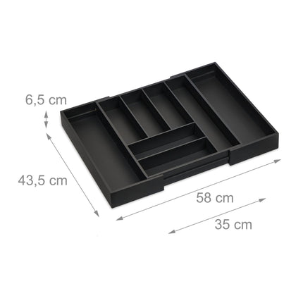 Extendable bamboo cutlery tray