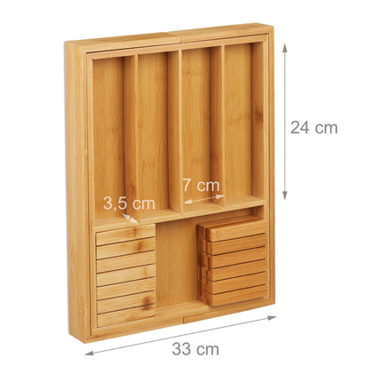 Extendable bamboo cutlery tray