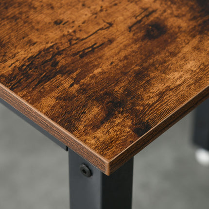 Folding metal dining table w/ wheels, 118x70x76.5cm, Brown
