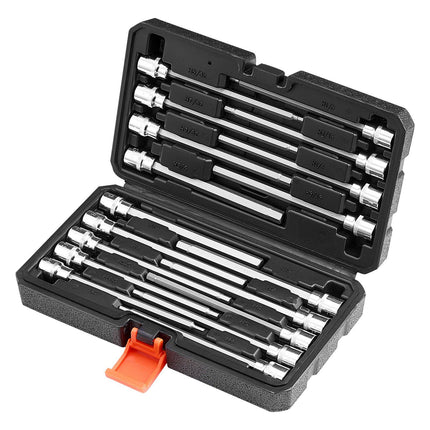 Extra Long Allen Hex Bit Socket Set, 18-Piece, 3/8 in, SAE-Metric