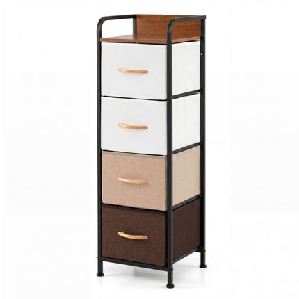 Fabric Chest of Drawers with Metal Frame & Wood Handles