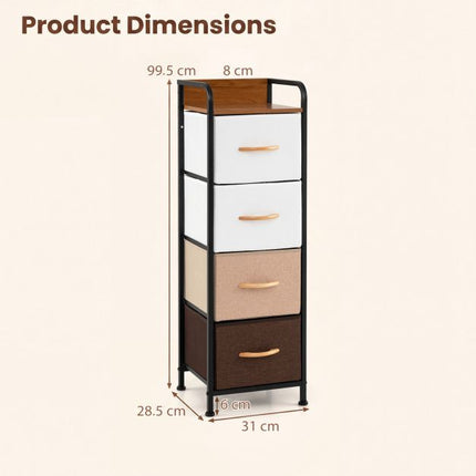 Fabric Chest of Drawers with Metal Frame & Wood Handles