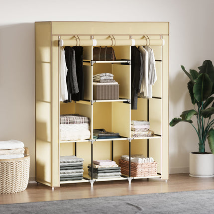 Beige Fabric wardrobe, 8 levels, folding cabinet