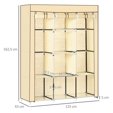 Beige Fabric wardrobe, 8 levels, folding cabinet