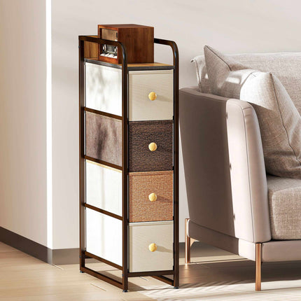 Fabric Dresser with 4 Drawers, Steel Frame, 20x47x84.5 cm