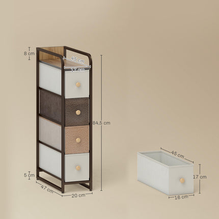 Fabric Dresser with 4 Drawers, Steel Frame, 20x47x84.5 cm