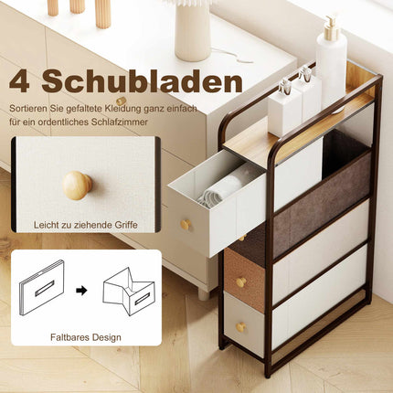 Fabric Dresser with 4 Drawers, Steel Frame, 20x47x84.5 cm