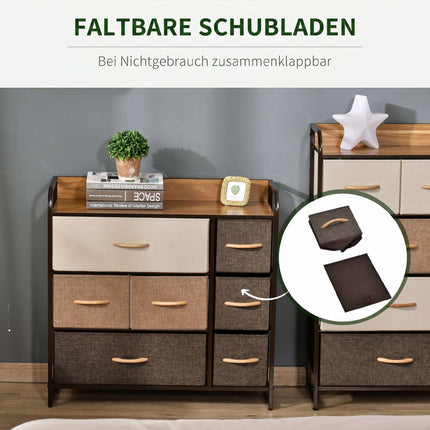 Fabric Dresser with 7 Drawers and Metal Frame, 80x29x78.5 cm