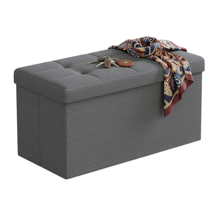 Fabric Upholstered Storage Bench – Foldable, Seats Two