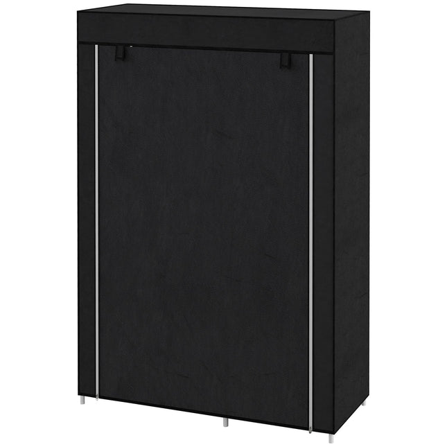 Fabric folding wardrobe, 6 compartments, black, 103x43x162.5 cm