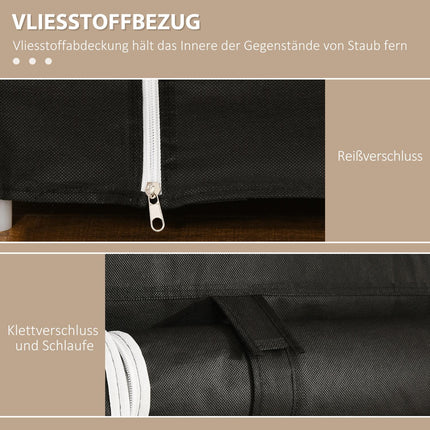 Fabric wardrobe - zipper, 1 rail, 10 shelves, 150x43x162cm