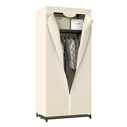 Fabric Wardrobe with Rod & Shelves, Beige, 75x50x170 cm