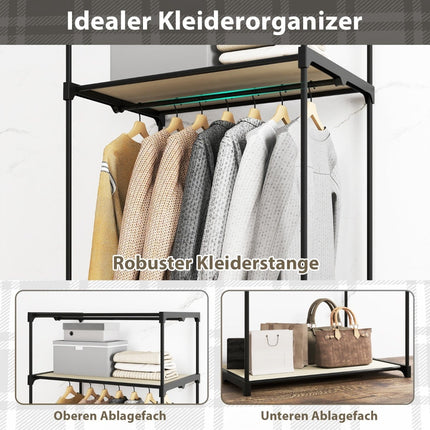 Fabric Wardrobe with Rod & Shelves, Beige, 75x50x170 cm