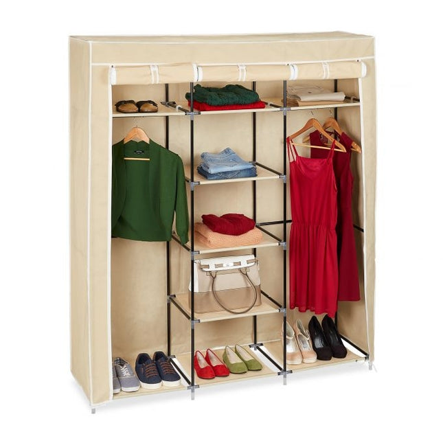 Fabric wardrobe XXL with 9 shelves