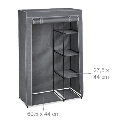 Fabric wardrobe with clothes rail