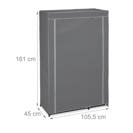 Fabric wardrobe with clothes rail