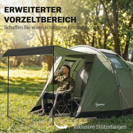 Family Camping Tent, 3-4 Person, 3000mm Waterproof, Green