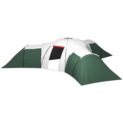 Family camping tunnel tent, 6-9 people, 3 bedrooms, green, 2000 mm waterproof