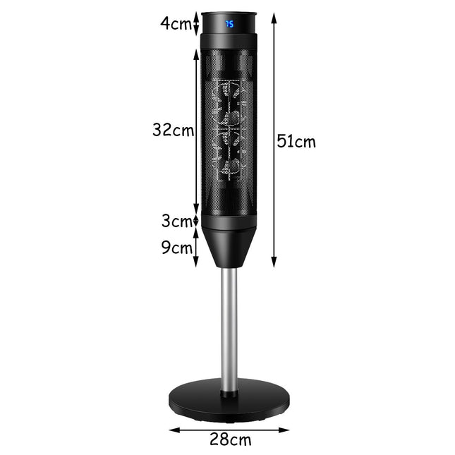 Fan heater electric heater oscillating ceramic tower heater 28 x 28 x 85 cm black